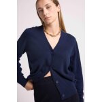 Cardigan boyfriend col v lea en cachemire bleu marine