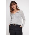 Cardigan col rond femme zika en cachemire gris perle