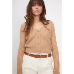 Cardigan col v torsade boxy femme zikaria en cachemire beige
