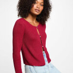 Cardigan femme rouge en coton modal Cardigan femme rouge en coton modal