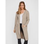 Cardigans en maille col rond manches longues coupe longue marron