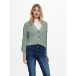 Cardigans en maille col en v manches longues poignets c�tel�s vert