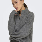 Cardigan en maille col zipp tokyo gris fleur