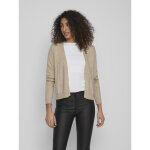 Cardigan en maille poignets c�tel�s col fendu marron clair
