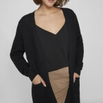 Cardigan en maille poignets c�tel�s col en v lucie noir