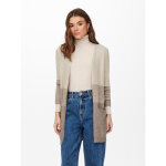 Cardigans en maille rayures col en v manches longues coupe plus longue beige mae