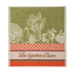 Carré éponge en jacquard pur coton, légumles d'hiver vert Carré éponge en jacquard pur coton, légumles d'hiver vert