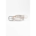 Ceinture en jakarta cuir blanc et argent. ana