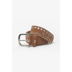 Ceinture lucia en cuir velours cognac marron