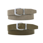 Ceinture reversible en cuir taupe