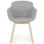 Chaise avec accoudoirs 'lambic' en tissu gris clair et pieds en bois naturel Chaise avec accoudoirs 'lambic' en tissu gris clair et pieds en bois naturel