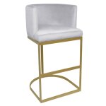 Chaise de bar noellie velours argent pieds or