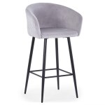 Chaise de bar velours gris venus