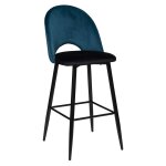 Chaise bar velours kara bleu canard Chaise bar velours kara bleu canard