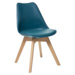 Chaise baya bleu canard, pieds en bois de htre