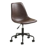 Chaise de bureau monaco pivotante cuir pu marron fonc pieds noirs