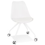 Chaise de bureau sur roulettes 'skin' blanche avec structure en mtal blanc
