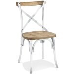 Chaise de cuisine 'ranch' en bois finition noyer effet vieilli