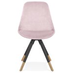 Chaise design 'hamilton' en velours rose et pieds en bois noir