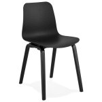 Chaise design 'pacifik' noire avec pieds en bois noir