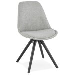 Chaise moderne 'hiphop' en tissu gris et pieds en bois noir