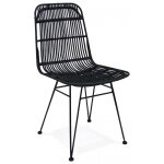 Chaise noir tressée piétement noir king Chaise noir tressée piétement noir king