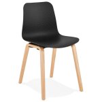 Chaise scandinave 'pacifik' noire avec pieds en bois finition naturellechaise scandinave 'pacifik' noire ...