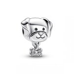 Charm argent� chien et os