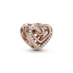 Charm c?urs entrelacs scintillant pandora bijoux - mtal dor  l'or rose fin 585 / 1000