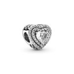 Charm c?urs nivelés scintillant pandora timeless - argent Charm c?urs nivelés scintillant pandora timeless - argent