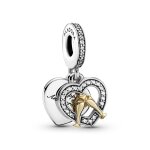 Charm double pendant joyeux anniversaire de mariage bicolore pandora people - argent & m�tal dor� � l'or ...