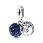 Charm double pendant pandora moments arbre & lune de la galaxie - argent