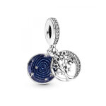 Charm double pendant pandora moments arbre & lune de la galaxie - argent