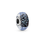 Charm oc�an verre de murano bleu fonc� ondul� pandora colours - argent