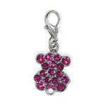 Charms et perles so charm - ch1019 - argent - rose - charm nounours rose
