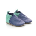 Chausson bebe pour garon en cuir bleu turquoise