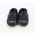 Chausson bebe mixte en cuir bleu marine