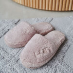 Chaussons cosy dusty rose en coton