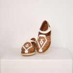 Chaussure en cuir tress alegria camel / blanc