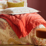 Chemin de lit en coton byzance corail 90 x 240 cm