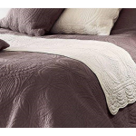 Chemin de lit uni en boutis 50 x 200 cm - blanc ecru
