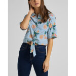 Chemise bleu knotted resort shirt en viscose