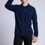 Chemise bleu marine en cachemire