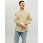 Chemise  boutons slim fit col  bande manches longues orange jaune en coton