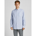 Chemise à boutons slim fit col boutonné manches longues bleu en coton seth Chemise à boutons slim fit col boutonné manches longues bleu en coton seth