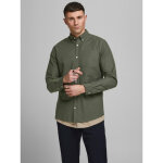 Chemise à boutons slim fit col boutonné manches longues vert foncé en coton tony Chemise à boutons slim fit col boutonné manches longues vert foncé en coton tony