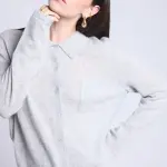 Chemise boutonnee femme gris en cachemire