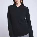 Chemise boutonnee femme noir en cachemire