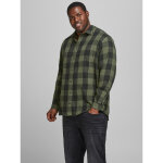 Chemise  carreaux loose fit col chemise manches longues marron clair vert en coton