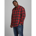 Chemise  carreaux loose fit col chemise manches longues rouge fonc en coton